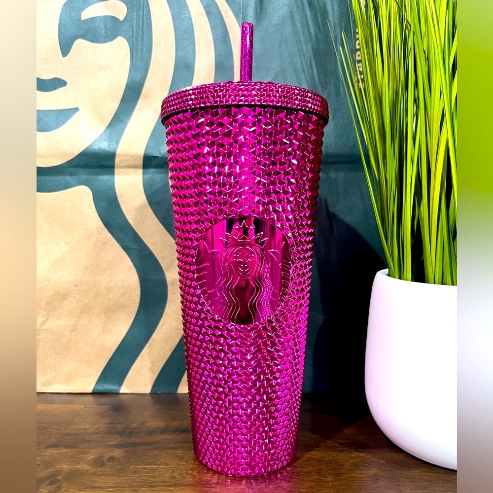 💗 Starbucks 2022 HOLIDAY SANGRIA PINK Bling Studded MAGENTA Tumbler Venti 24oz